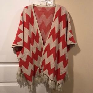 Geometric coral poncho
